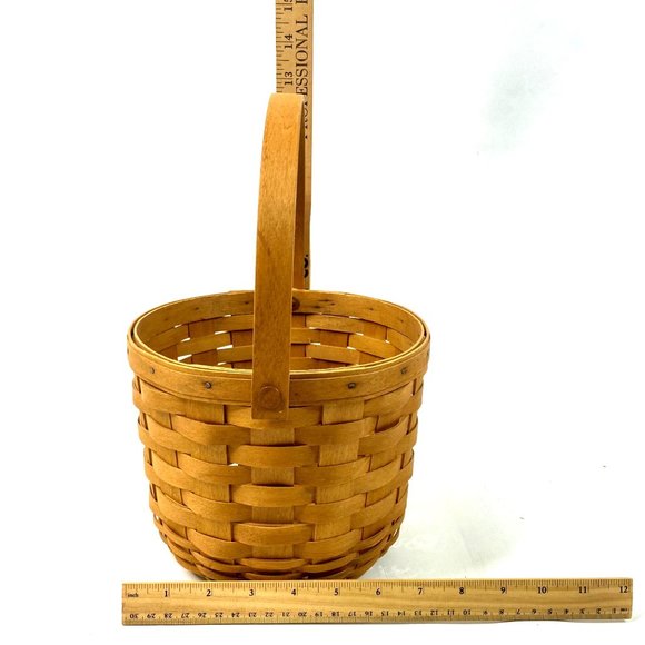 Bundle of 4 Vintage 90s Y2K Longaberger Baskets Woven Maple Wood Round Square - Picture 3 of 10